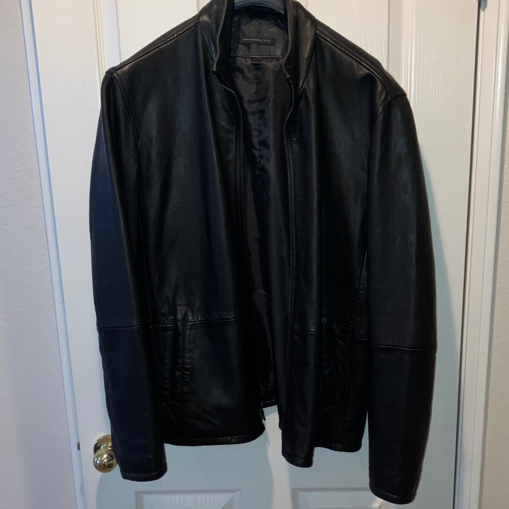 John Varvatos Classic Black Leather Jacket